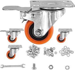 Glarks 53Pcs 2 Inch Heavy Duty Casters, Lockable Bearing Caster Wheels Safety Dual Locking Casters with Brake, Swivel Casters Polyurethane No Noise Wheels for Furniture and Workbench