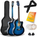 3rd Avenue Full Size 4/4 Cutaway Acoustic Guitar Pack Bundle for Beginners - 6 Months FREE Lessons, Bag, Strap, Picks and Spare Strings - Blue