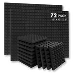 YGM Acoustic Foams® Pyramid Acoustic Panels 12" X 12" X 2", 50 Kg/m³ High Density Premium Grade Studio Noise, Echo Reduction and Absorption, 3D Structure (Charcoal Black) (Set of 72)