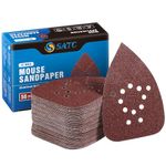 Mouse Sandpaper Mouse Sander Pads 50 PCS Mouse Detail Sander Sandpaper 60/80/120/150/220 Grits Palm Sander Sandpaper 12 Hole Mouse Sander Sandpaper SATC