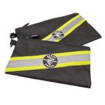 Klein Tools 55599 Zipper Bags, High Visibility Tool Pouches, Heavy-Duty 1680d Ballistic Weave, Black, Reflective Gray, Green Accents, 2-Pack