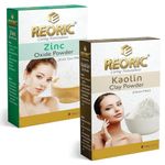 Reoric zinc oxide powder for skin non nano & kaolin clay powder|kaolin clay powder for face |ZnO |kaolin clay powder for hair |zinc oxide powder for sunscreen |organic kaolin clay powder(200g, Pack of 2)