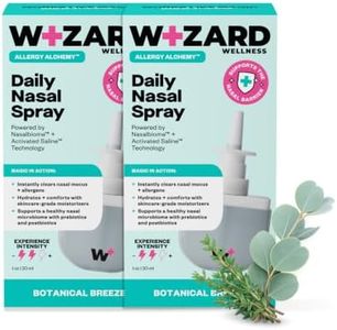 Wizard Wellness Daily Allergy & Sinus Saline Nasal Spray | Clears Mucus, Allergens & Daily Congestion | Activated Saline + Nasalbiome Postbiotics | Drug-Free, No Rebound, Non-Drowsy |Eucalyptus 2-Pack