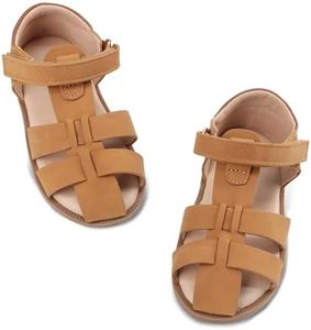 Wulubaba Toddler Boys Sandals Closed Toe with Hook-and-Loop Closure Adjustable Extended Strap Baby Boy Sandals Infant Lightweight Closed Toe Shoes Brown 8