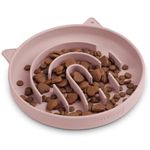 Coomazy Silicone Slow Feeder Cat Bowl, Slow Down Pet Eating Speed for Prevent Choking Promote Digestion (Pink)