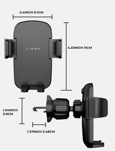 LISEN Car Phone Holder – 360° Rotating Air Vent Mount, Ultra Stable, Fits 4-7" Smartphones