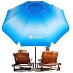 Duerer Beach Umbrellas, 8.5FT Beach Umbrella for Sand with Anchor Heavy Duty Windproof, Height Adjustable Tilt Iron Pole, Portable Beach Umbrella with Carrying Bag for Beach, Patio Garden Outdoor