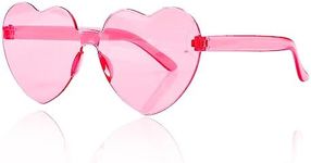 Jagowa Love Heart Sunglasses - Rimless Transparent One Piece in Candy Colors for Girls & Women. Perfect for Parties!