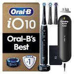 Oral-B iO10 Electric Toothbrush for Adults, 1 Handle, Cosmic Black - 3 Brush Heads, Charging Travel Case, Toothbrush Head Holder, 7 Modes, UK Two Pin Plug, Gifts for Women / Men