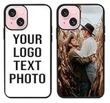 EKAM Personalised Phone Case For iPhone 15, Personalised Image/Picture/Photo Custom Design PC + Soft TPU Rubber Phone Case for iPhone 15-6.1 Inch Black