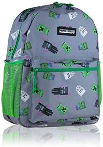 MINECRAFT Teen Backpack, Grey, Dimensions: Approx. 30 x 14 x 40 cm (L x W x H), Gray, Maße: ca. 30 x 14 x 40 cm (LxBxH), Games, Gray, Maße: ca. 30 x 14 x 40 cm (LxBxH), Games