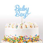 Cakeshop Baby Boy Glitter Cake Topper, Baby Boy Shower Cake Topper Decoration - Double Sided 400gsm Glitter Card, Choice 14 of Colours and Loads of Styles (Baby Blue)