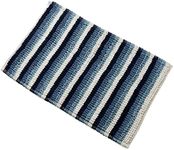 Olivia Rocco Padstow Stripe Bathmat Comfort To Your Bathroom Super Soft Absorbent Bath Shower Mats Washable Dry Fast Durable Classic Design, 50x80cm, Blue