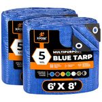 Better Blue Poly Tarp 6' x 8' (2-Pack) - Multipurpose Protective Cover - Lightweight, Durable, Waterproof, Weather Proof - 5 Mil Thick Polyethylene - by Xpose Safety