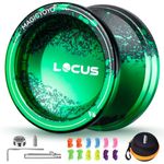 MAGICYOYO Professional Responsive Yoyo for Kids, Dual Function Metal Yoyo V6 Locus, Extra Unresponsive Yo-yo Bearing for Adults Advanced + 12 Yo Yo Strings + Removal Bearing Tool + Case (Black Green)