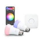 Philips Hue 536474 White and Color Ambiance A19 60W Equivalent LED Smart Light Bulb Starter Kit, 2 A19 Bulbs and 1 Bridge, Compatible with Alexa, Apple HomeKit and Google Assistant