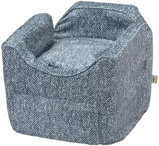 Snoozer Dog Car Seat with Storage Tray: Lookout II Car Seat for Small Dogs 0-15 lbs, Size: Small, Fabric: Palmer Indigo, Pet Car Seat to Alleviate Car Sickness for Dogs, Removable Washable Cover