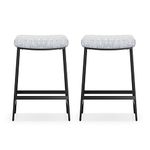 Anmytek 27" Backless Barstools Set of 2, Counter Height Bar Stools for Kitchen Modern Upholstered Saddle Seat with Thick Cushion and Footrest, Grey