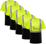 SAFIELD Hi Vis Safety Shirts for Men Reflective,High VisibilityYellow Construction Work T-shirt Short Sleeve 3 and 5 Pack