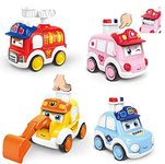 ZHUOYOU Toy Cars for 1 Year Old,Press and Go Cars for Baby 12-18 Months,4 Pieces Wind Up Cars for Toddlers,Kids Truck Gift Cars for 2 3 4 Year Olds Boys Girls