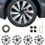 4Pcs Wheel Covers for Tesla Model Y Juniper 2026, 19 Inch Wheel Covers with Center Caps, Spiral Style Aero Wheel Protector Model Y Juniper Accessories (Black and Silver Combination)