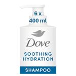 Dove Scalp + Hair Therapy Soothing Hydration Shampoo hair care with Hyaluron-Complex and Pharma-Grade Glycerin for up to 100 hours of hydrated hair 400 ml - Pack of 6