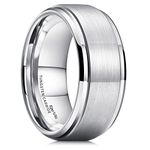 King Will 10mm Classic Wedding Ring For Men&Women Brushed Matte Surface with Polished Step Edge Design Comfort Fit 12