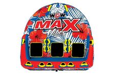 WOW Sports - Max Vibes Inflatable Towable Tube - 1-3 Rider - Perfect for Kids & Adults - Soft Top Deck Tube - Boating Accessory