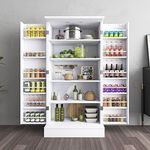 Jehiatek 47” Kitchen Pantry Cabinet, White Freestanding Buffet Cupboards Sideboard with Doors & Adjustable Shelves, Kitchen Pantry Storage Cabinet for Kitchen, Living Room and Dinning Room