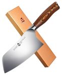 TUO Vegetable Cleaver- Chinese Chef’s Knife - Stainless Steel Kitchen Cutlery - Pakkawood Handle - Gift Box Included - 7 inch - Fiery Phoenix Series