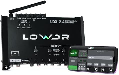 LOWDR Car Audio LDX 2.4 Digital Signal Processor and Equalizer, 4 Output 2 Input DSP with Bluetooth App Control, Parametric EQ, Crossover, and Limiter