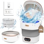 Portable Washing Machine, 16L 2.3kg Mini Washing Machine and Dryer, Portable Washe, Lavadora Portatil with 3 Cleaning Modes for Baby Clothes, Underwear, Socks, Cap, Camping, Apartments, RV, Gray
