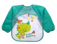 BabyGo Washable 1 Pcs Long Sleeve Bibs, Waterproof Baby Bibs, Toddler Sleeved Bib, Baby Smock for Eating Feeding, 6-24 Months (Multicolor)