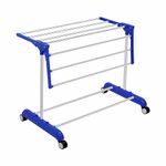 H Houseware Premium Heavy Duty Stainless Steel Foldable Cloth Drying Stand/Clothes Stand for Drying/Cloth Stand/Clothes Dryer/Laundry Racks with Wheels (1 Tier)