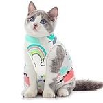 Cat Recovery Suit Soft E Collar Alternative Breathable Cat Vest Animal Printed Cat Clothing for Home Indoor Cats Kitty Small Dogs Pet Abdominal Wounds, Skin Diseases, After Surgery Wear