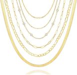 FAXHION 6PCS Gold Layered Chain Nec