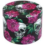 LIHAO 2 inch Grinder 4 Layer Zinc Alloy Spice Grinder - Rose & Skull Design for Halloween Decor