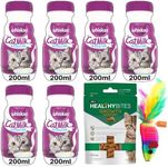 Cat Milk Kitten Bundle contains Whisk Milk 200ml X 6, Healthy Bites Growth Support Treats 65g, Rainbow Mice Toy