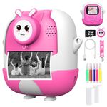 Kids Camera for Girls Boys,Instant Camera for Kids with 32GB SD Card Reversible Lens Video Digital Camera with Print Photo Paper, Birthday Gifts Toy for 3-12 Year Old 5 Colour Pens (Pink)