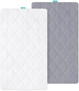 Bassinet Mattress Pad Cover, Fits 18” x 36” Standard Cradle Bassinet Mattress, 2 Pack, Waterproof Ultra Soft, White and Grey