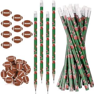 Miucat 36 Set Football Pencils and Football Erasers, Sport Pencils & Erasesrs, Fun Wooden Pencil, Birthday Pencils for Kids, Football Party Favors for School
