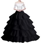 Wohnvoraus Women's Crinoline Petticoat 4 Hoops Underskirt 5 Ruffles Ball Gown Crinoline Half-Slip for Wedding Bridal Dress Black Petticoat Hoop Underskirt