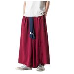 GURUNVANI Mens Wide Leg Japanese Yoga Pants Hip Hop Baggy Pants, K133red, M