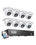 ZOSI 8CH 4K PoE Security Camera System with 2TB Hard Drive, 4pcs 3K 5MP Outdoor Indoor PoE IP Dome Cameras, 8 Ports 16CH 8MP NVR Recorder for 24/7 Recording, Night Vision, Motion Alert, Remote Access