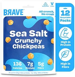 BRAVE Crunchy Chickpeas: Sea Salt - Protein Snacks, Healthy Snacks, Vegan, High Protein, Low Calorie, Sugar Free, Kids Snack, High Fibre, Plant Based, Multipack, Vegetarian - 12 x 35g Packs