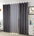 Kiara Creations 3 Piece Premium Velvet Suede Room Darkening Grommet Opaque Floral Curtains For Door 7 Feet, 2 Grey&1 White