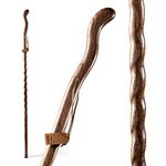 Brazos Handcrafted Wood Walking Stick, Twisted Oak, Ergonomic Style Handle, for Men & Women, Made in the USA, Brown, 58"