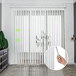 Yoolax Vertical Blinds Custom Half-Shading Vertical Window Shades Track Slats Set for Patio Sliding Doors(Half Shading Jacquard White)