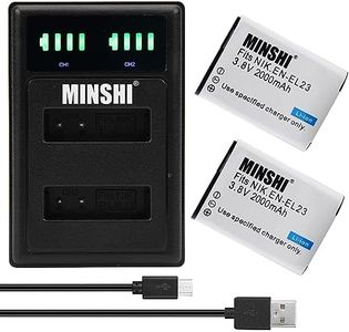 MINSHI EN-EL23 (2 Pack) + Quick Charger Set Replacement Battery Compatible with Nikon B700【3.8V 2000mAh】 High Performance Compatible Camera Battery 2023KM