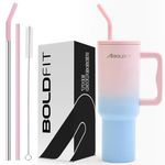 Boldfit Tumbler with Lid and Straw 1.2l Stainless Steel Double Insulated Tumblers for Hot & Cold Drink 100% Leakproof Tumbler Bottle with Handle & Reusable Straw Sipper Tumbler 1200ml - Candy